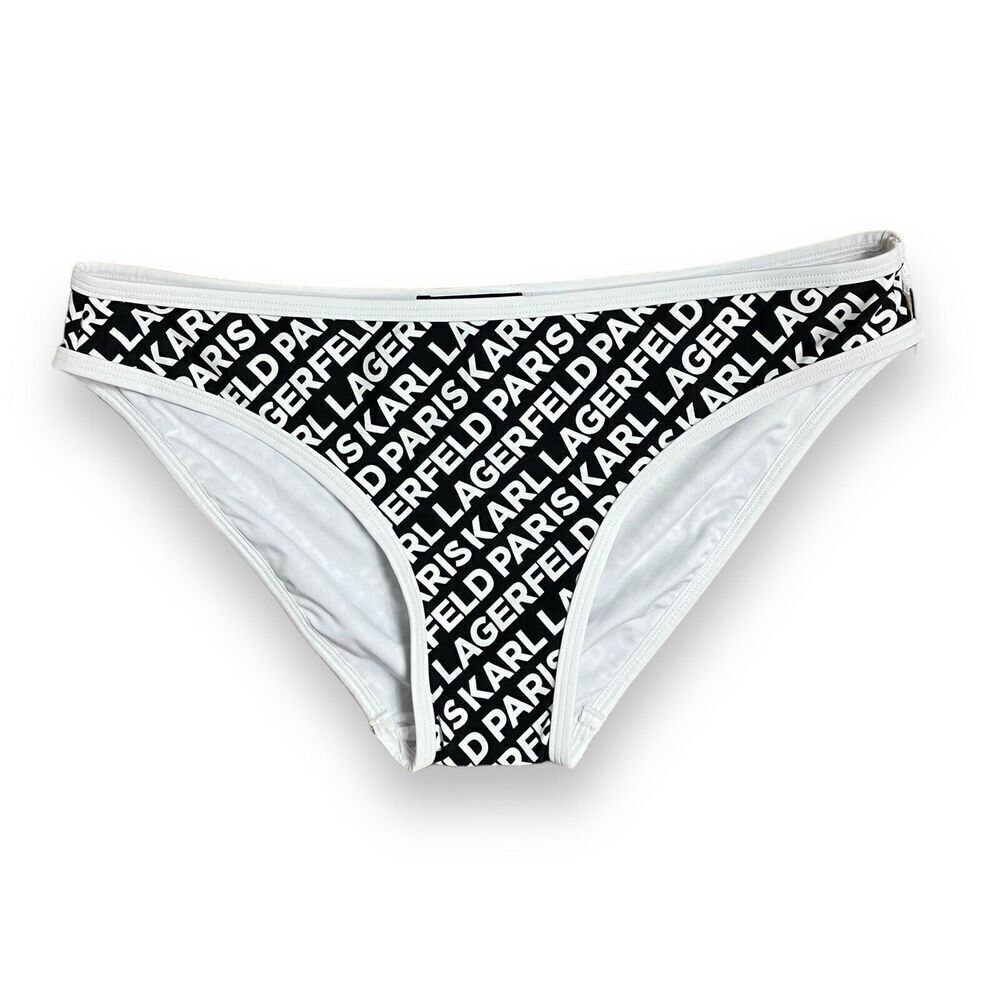 Karl Lagerfeld Bikini Bottom WMNS L Black White Spellout All Over Print Classic